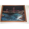 Image 1 : FRAMED OIL ON VELVET, "GOLDEN GATE BRIDGE"; CHOY (17" X 23")