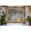 Image 1 : FRAMED PAINTING, GIRL W/DOG AT RIVER (26 14" X 21 1/4")