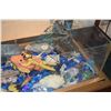 Image 3 : FAUX AQUARIUM W/CORAL, SHELLS, FISHING FLOAT, DIVER, TREASURE CHEST, ETC. & 2 PRINTS (41" X 14" X 11