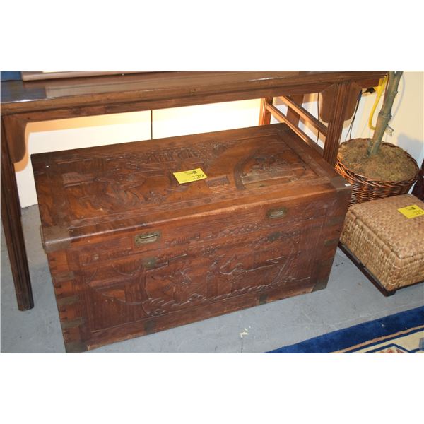 CARVED CHINESE CAMPHOR CHEST (41 1/4" X 20 1/2" X 20 1/4")