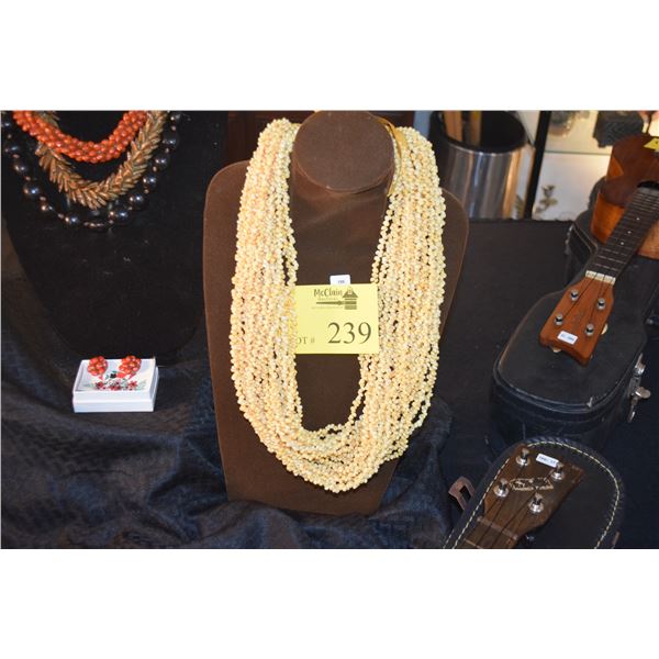 10 STRAND SOUTH PACIFIC SHELL LEI (YELLOW) (DOES NOT INCLUDE STAND)