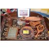 Image 1 : MIXED LOT: TAMBOURINE, MIRRORS, SHIP IN BOTTLE, PROPELLER, PLATE, BOTTLE, WOOD HAND & MAT (9 PCS)