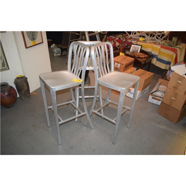 ALUMINUM BAR STOOLS (3 PCS)