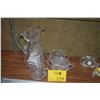 Image 1 : COLLECTION OF CUT GLASS: AMERICAN BRILLIANT PITCHER, CREAM & SUGARS (4 PCS)