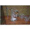 Image 8 : COLLECTION OF CUT GLASS: AMERICAN BRILLIANT PITCHER, CREAM & SUGARS (4 PCS)