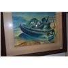 Image 2 : FRAMED WATERCOLOR, "BOATS"; SHIRLEY HASENYAGER