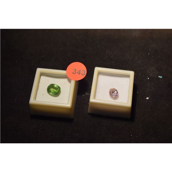 FACETED STONES, PINK & GREEN (2 PCS)