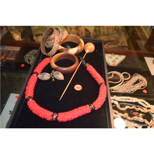 WOVEN, WOODEN, SEED POD JEWELRY (8 PCS)