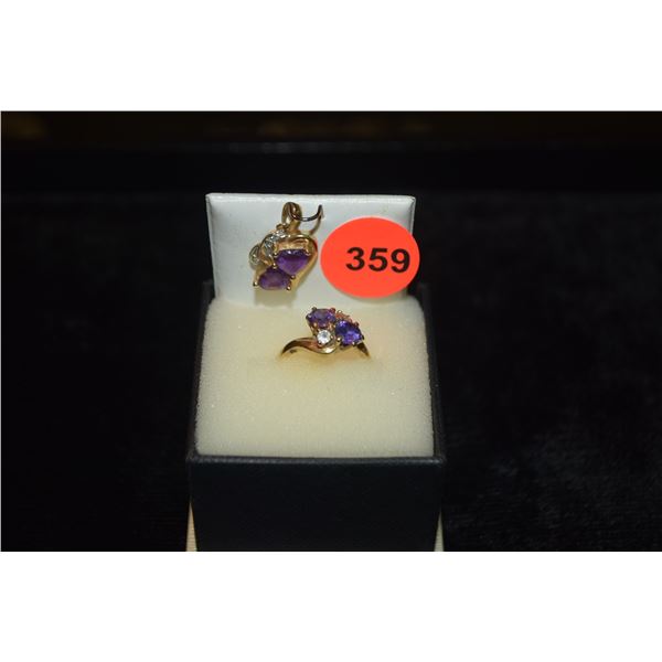 14K AMETHYST RING & PENDANT (2 PCS)