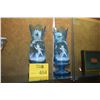Image 1 : ANTIQUE MARY GREGORY STYLE TURQUOISE COLOR HAND BLOWN GLASS BALUSTER VASES (12") (PAIR)
