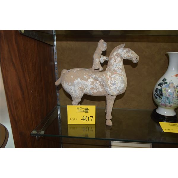 CHINESE HORSE & RIDER, EARTHENWARE, (POSSIBLY HAN)