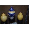 Image 1 : MIXED LOT: JADE TURTLE ON WOOD STAND, CHINESE YELLOW COVERED JARLETS ON WOOD STANDS & CHINESE YELLOW