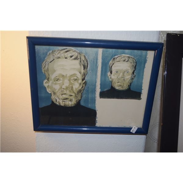 FRAMED LITHOGRAPH, "SELF PORTRAIT"; JEAN CHARLOT (8" X 11")