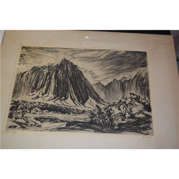 MATTED ETCHING, "HAIKU VALLEY"; SIGNED BEN NORRIS (7" X 10")