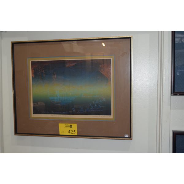 ARMED ARTIST PROOF PRINT, "MAKAHA SEA CAVE REFLECTION"; AMBROSE DK VELASCO 1980 (12" X 18")