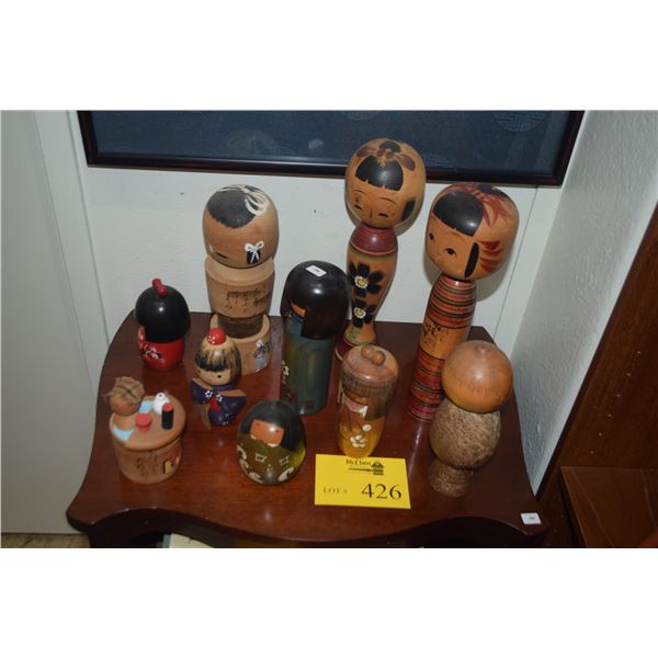COLLECTION OF VINTAGE KOKESHI DOLLS (10 PCS)