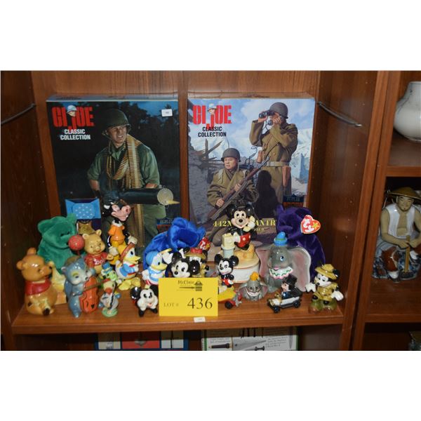 MIXED LOT COLLECTION: GI JOE, 442ND, DISNEY FIGURINES & BEANIE BABIES (23 PCS)