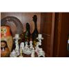 Image 2 : MIXED LOT: DRESDEN FLORAL CANDLE HOLDERS, HEIDI HAUS CLOCK, GERMAN DOLLS, PICTURE FRAME, MURANO STYL