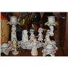 Image 4 : MIXED LOT: DRESDEN FLORAL CANDLE HOLDERS, HEIDI HAUS CLOCK, GERMAN DOLLS, PICTURE FRAME, MURANO STYL