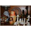 Image 6 : MIXED LOT: DRESDEN FLORAL CANDLE HOLDERS, HEIDI HAUS CLOCK, GERMAN DOLLS, PICTURE FRAME, MURANO STYL