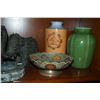 Image 3 : MIXED LOT: CERAMIC VASES, PERSIAN BRASS FOOTED DISH, ELEPHANT & MARBLE ASH TRAY (7 PCS)