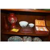 Image 1 : MIXED LOT: KOREAN & CHINESE VASES, BOWLS, TEA POT & CUPS, CINNABAR BOX & TRAYS (8 PCS)