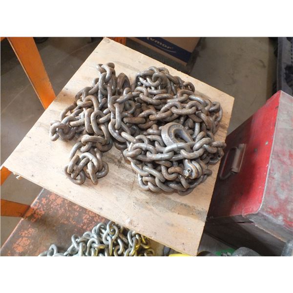 Small Pile Of Chain & Box Of Tire Chains