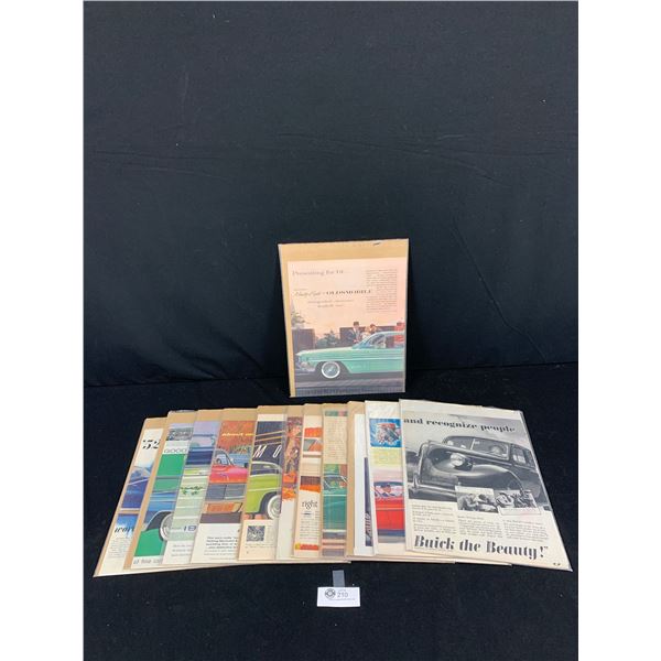 Lot of 12 Vinatge Car Advertisements on Board in Bag