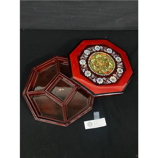 Beautifully Decorated Jewlery/Trinket Box w/ Removable Trays