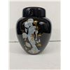 Image 2 : Nice Black Vase with Flower Design + 2 Unique Metal Book Ends