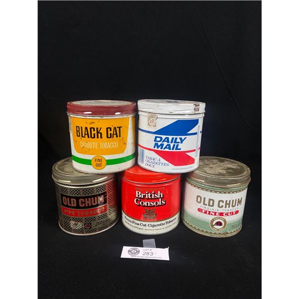 Nice Lot of 5 Vintage Tobacco Tins