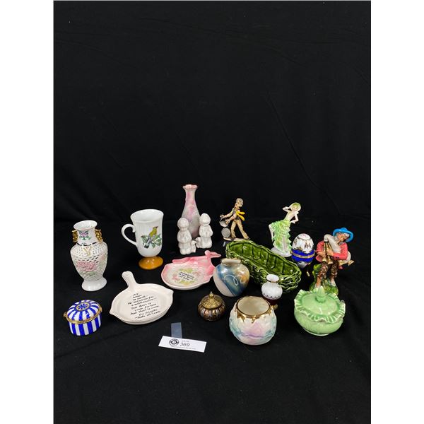 Lot of Various Collectibles, Trinket Boxes, Bud Vases,Figurines etc