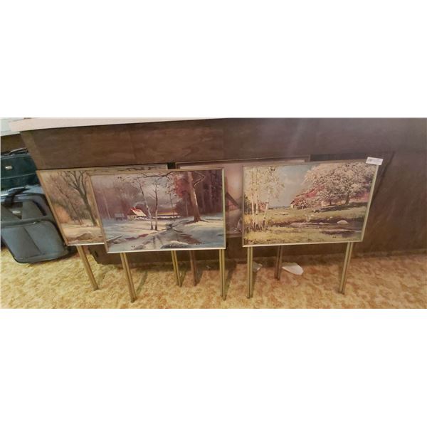 Four Hand Painted Television Trays