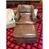 Image 1 : Leather Chair and Ottoman Chair 36" Tall X 36" Wide X 40" Deep Ottoman 30" Tall