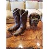 Image 1 : Ceramic Cowboy Boots Planter and Metal Owl Lot