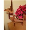 Image 2 : Two Artificial Poinsettias Plants With Ceramic Pots With Wooden Deer Art