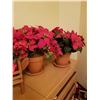 Image 3 : Two Artificial Poinsettias Plants With Ceramic Pots With Wooden Deer Art