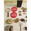 Image 2 : Small Collectibles Lot, Pins, Knives, Spoons, and Buttons