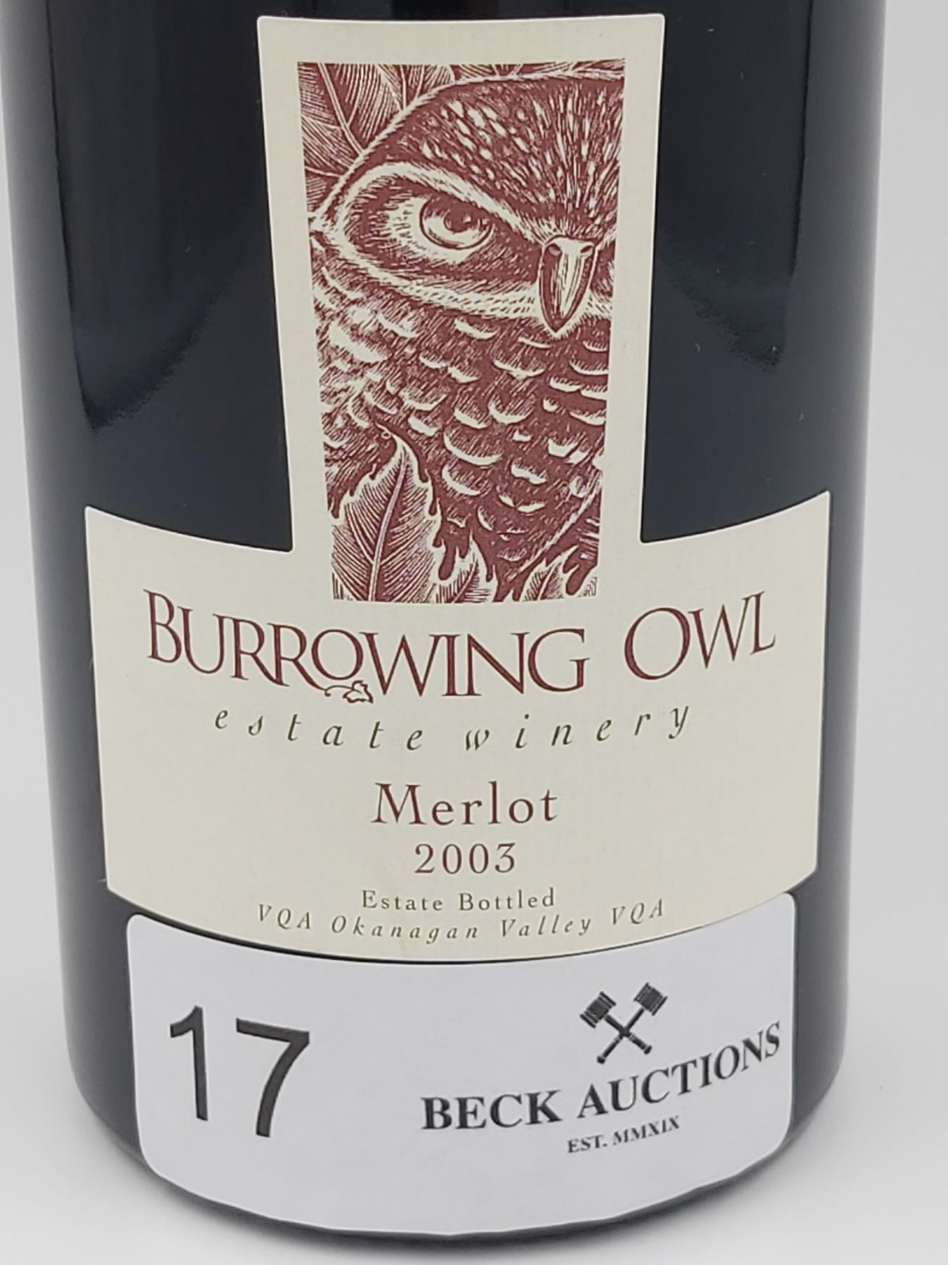 Burrowing Owl Estate Winery Merlot 2003 14.3