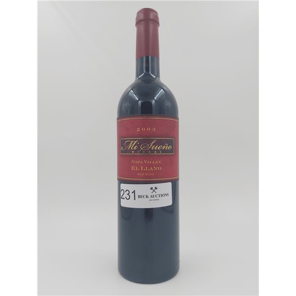 Mi Sueno Winery Napa Valley El Llano Red Wine 2003 Vintage 14.5%