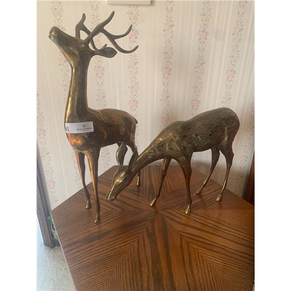 Metal Deer and Doe Statues 22" Tall X 20" Long