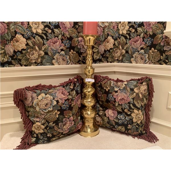 Pedestal Candle Stand 30" Plus Accent Pillows Lot