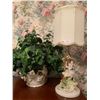 Image 1 : Rococo Style Girl on a Swing Lamp Plus Artificial Plant With Ornate Pot