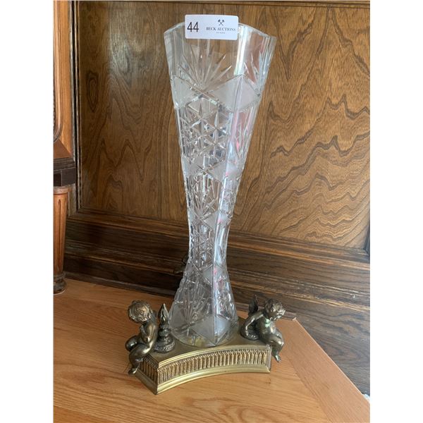 Cherub Crystal Vase on Metal Stand 20" Tall