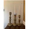 Image 2 : Three Heavy Candle Holders 13" Tallest