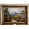 Image 1 : H Franks Oil on Canvas Mountain Landscape 35" Long X 25" Wide