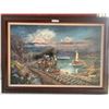 Image 1 : Ted Blaylock Train and Sea Scape Theme Print #1of30 Artist Proof 43" Long X 31" Wide