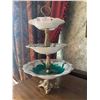 Image 2 : Three Tier Vintage Tea Sandwich Stand with Brass and Gold Leaf Design East Germany