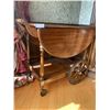 Image 2 : Vintage Breakfast Cart on Wheels 21" Wide X 33" Long X 31" Tall Drop Down Handle and Leaves