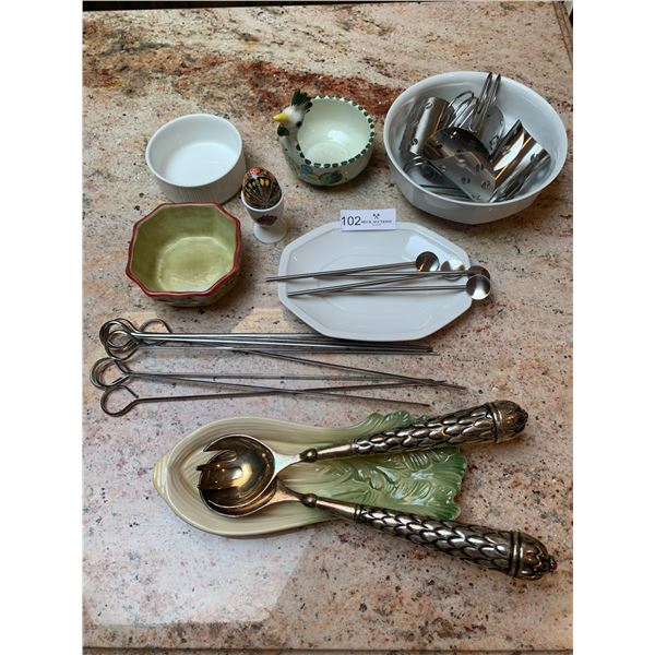 Assorted Serving Utensils and Bowls Lot